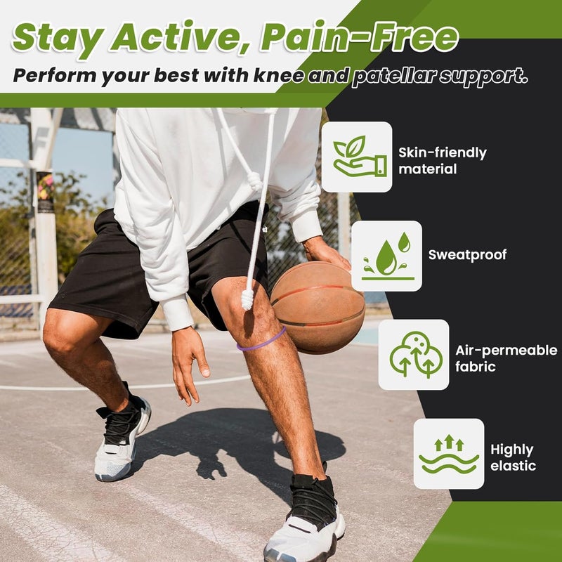 Aolabela 2PCS Patellar Tendon Knee Strap Knee Band for Knee Pain Relief Patella Band for Basketball Running Sports Breathable Patellar Tendon Support Strap - Image 3
